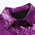 thumbnail image 6 of Metallic Shiny Shirt for Men 2025 Funky Trendy Button Down Short Sleeve Tops Night Out Party Beach Shirt Lapel Collar, 6 of 6