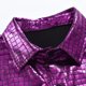 thumbnail image 3 of Los Hombres de Manga Corta Botón Abajo Camisa Club Nocturno Botón Casual Lentejuelas Gira-Abajo Cuello Superior, Camisa de Fiesta de Moda, 3 of 7