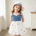 thumbnail image 4 of Zpanxa Girl Dress Girl's Cute Mesh Denim Dress Solid Sleeveless Round Neck with Matching Hat Dresses White 6 Months, 4 of 8