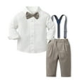 thumbnail image 2 of TAIAOJING Kid Toddler Boy Clothes Outfit Toddler Boys Long Sleeve Shirt Tops Pants With Tie Child Kids Gentleman Outfits Party Dress For 12-18 Months, 2 of 5