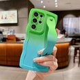 thumbnail image 4 of for Samsung Galaxy S22 Ultra Case with Strap Stand, Cute Gradient Color Wavy S22 Ultra Case with Camera Lens Cover Protect Soft Silicone Bumper Phone Case for Women Men 6.8" (Green Blue), 4 of 10
