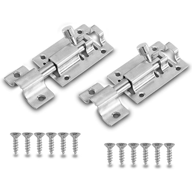 2x Pestillos de puerta de acero inoxidable Pestillos de perno con pestillos deslizantes para puertas puertas de jardín ventanas WC establos cobertizos de basura inoxidable con tornillos