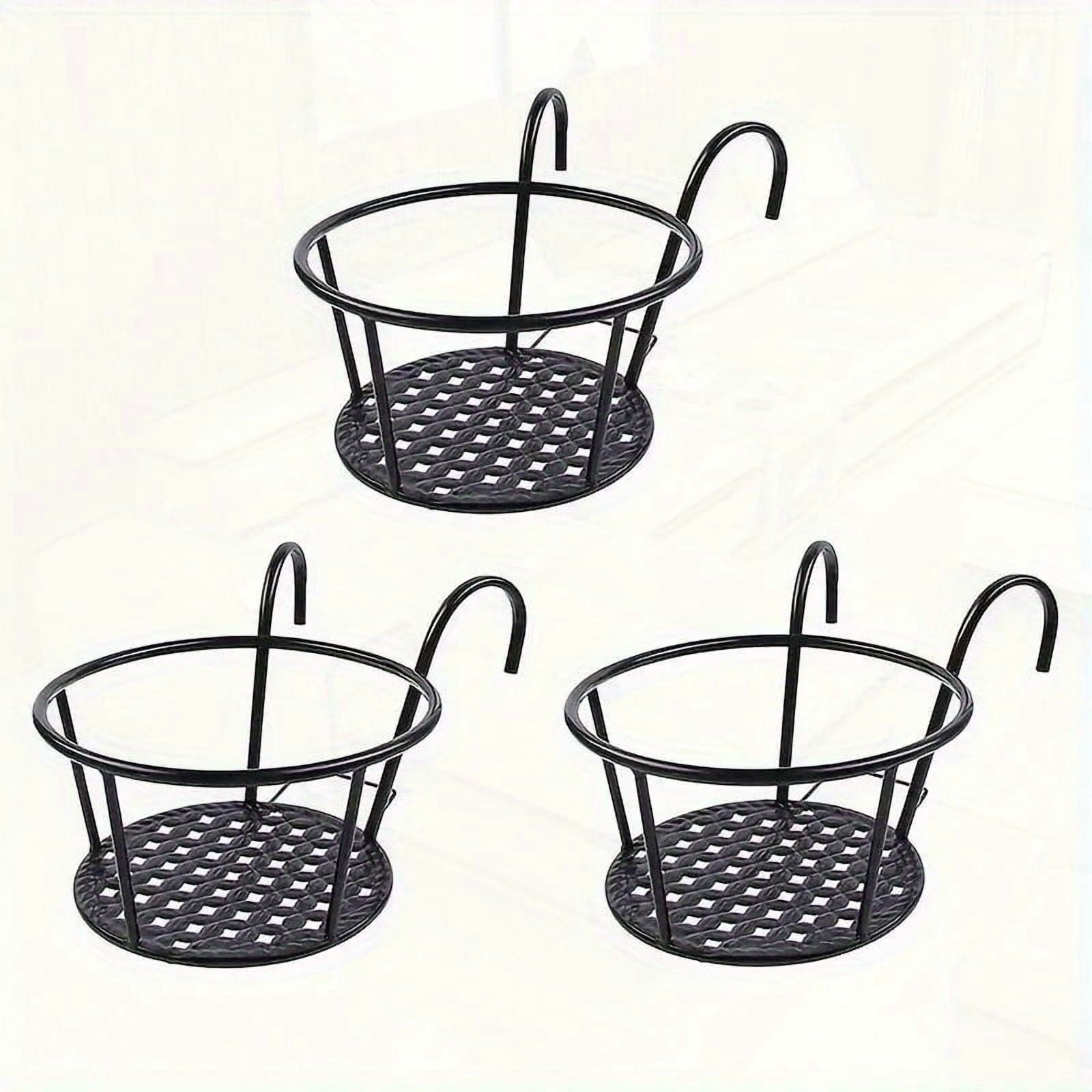 Set of 3 Black Hanging Planters with Hooks for Indoor and Outdoor Gardening, Perfect for Balconies, Fences, and Walls, Durable Metal Design with Removable Planting Baskets