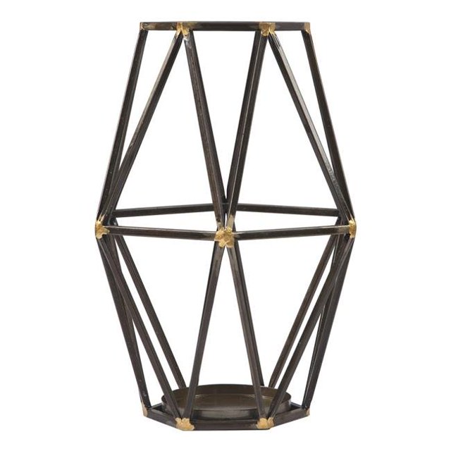 Benjara BM207262 Metal Candle Holder with Open Geometric Design, Black