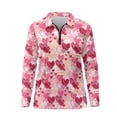 thumbnail image 2 of Uorisanigo Valentine's Day Heart Womens Long Sleeve Golf Shirt Size S Casual Fashionable Athletic Polo Workout Tops Versatile Quarter Zip Pullover for Women, 2 of 7