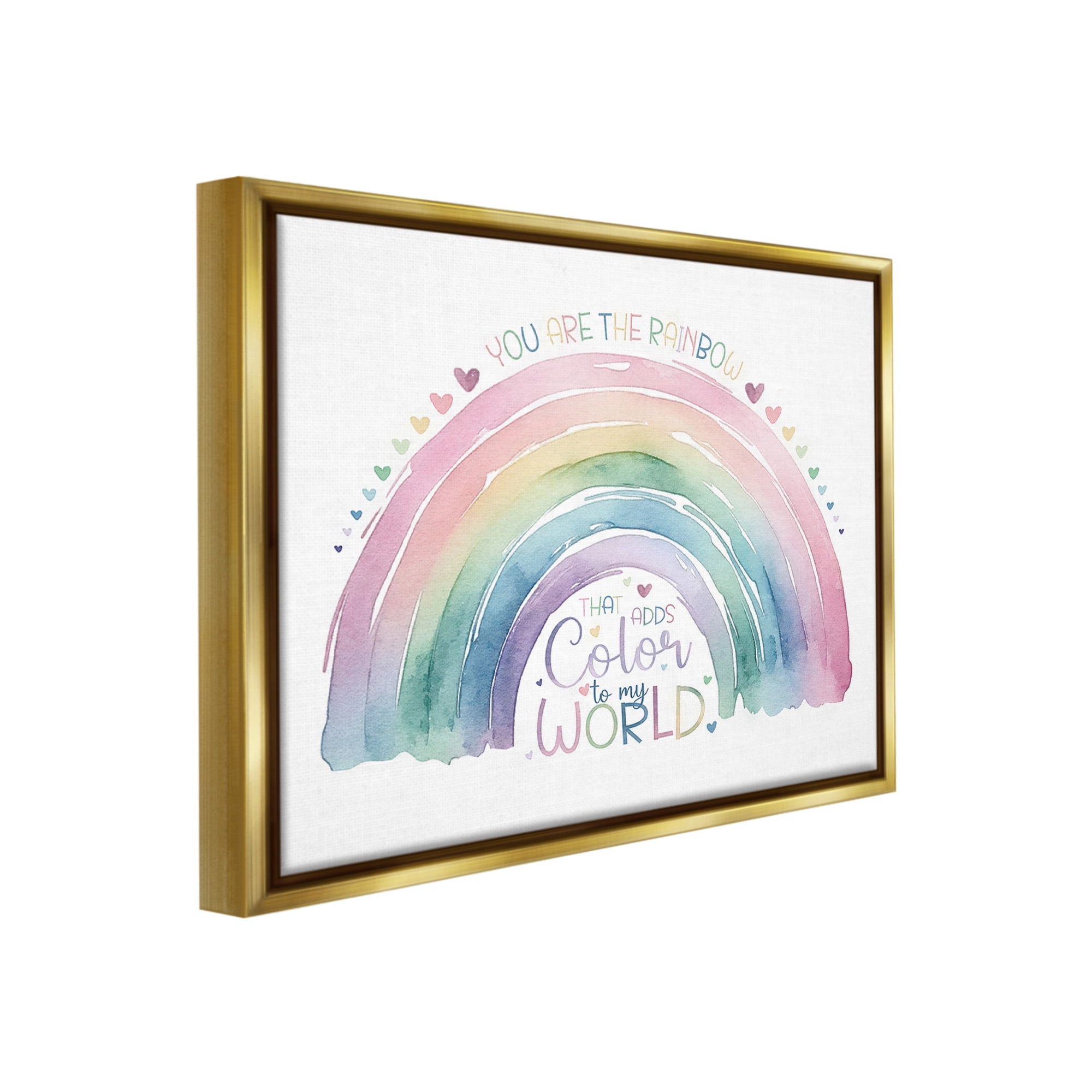 Stupell Industries You Are The Rainbow Inspirational Painting Gold Floater Framed Canvas Art Print Wall Art, 21 x 17