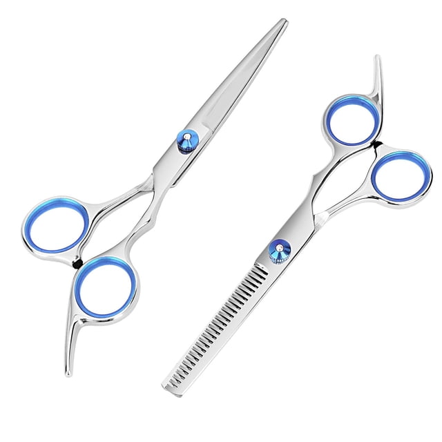 Tijeras para cortar cabello y tijeras para adelgazar Tijeras profesionales de peluquero de acero inoxidable de 6,5 pulgadas con cuchillas afiladas Tijeras de peluquería ergonómicas para hombres, mujer