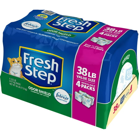 Fresh Step Odor Shield Scented Litter with the Power of Febreze, Clumping Cat Litter, 38