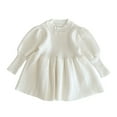 thumbnail image 2 of KYAIGUO Baby Girl Knit Sweater Dress Winter Fall Pleated Ruffle Dress Longsleeve Winter Knit Princess Dress Solid Casual Party Dress Outfit, 2 of 9