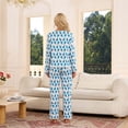thumbnail image 6 of HEARTNICE Womens Pajama Sets Y2K Print, Long Sleeve Button-Down Pajamas Set for Women Soft Knit Loungewear(DARK BLUE MONKEY PRINT, S), 6 of 7