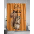 thumbnail image 5 of Orange Squirrel Hello Fall Long Shower Curtain Set, Waterproof Shower Curtains for Bathroom, Maple Leaf Thanksgiving Washable Fabric Cloth Bath Curtain for Bathtub Decoration with Hooks 72x84 Inches, 5 of 6