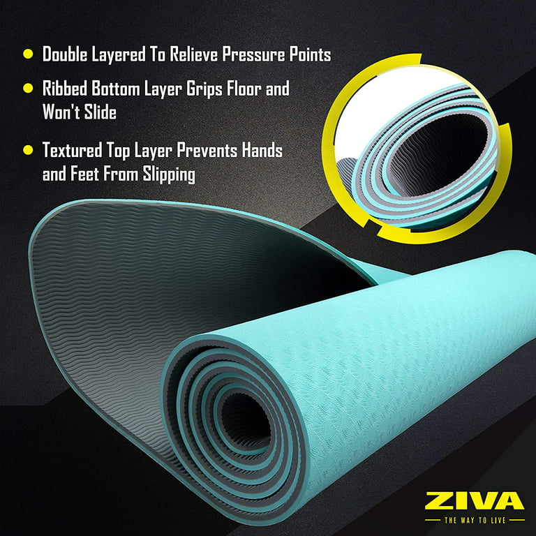 ZIVA TPE Grade Yoga Mat - 5mm. Lightweight TPE Foam, Double
