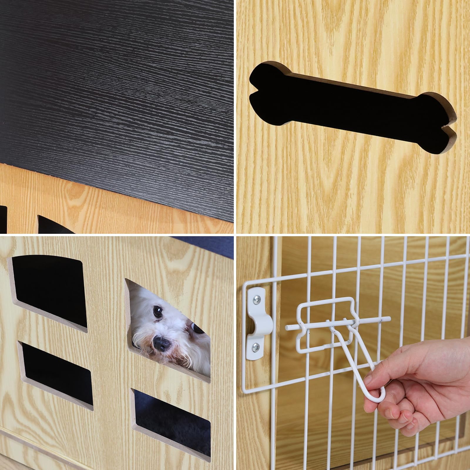 Wooden Indoor Dog House for Small Pets, Cozy Pet Bed with Air Vents, Elevated Floor Design, Warm Shelter for Puppies Cats Rabbits, Brown