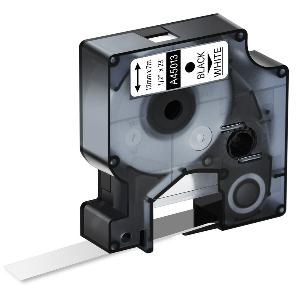 GREENCYCLE Black on White Label Tape for Dymo D1 45013 12mm 7m S0720530 Labelmanager Labelpoint ...