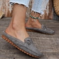 thumbnail image 4 of Bow Backless Loafer Mules for Women Soft Comfortable Dressy Slide on Shoes Women Lightweight Leather Closed Toe Mule Flats, 42, 4 of 9