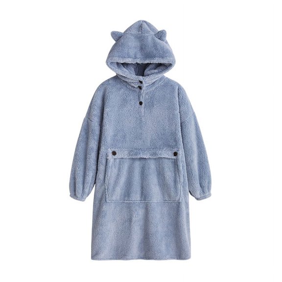 warm pajamas for women Pajamas Women's Autumn And Winter Flannel Nightgown Padded Home Clothes Pullover Lovers' Home Clothes Can Be Blue M
