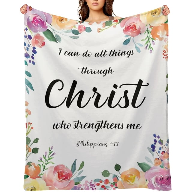 LHSHID Scripture Blanket Inspirational Christian Throw Blanket Spiritual Religious Gift with Bible Verse Positive Messages for Prayers Comfort Caring Get Well Gift 50"x60"