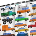 thumbnail image 3 of 72" x 72" Cartoon Car Shower Curtain Waterproof Bathroom Drapes with Construction Vehicle & Truck Design - Fade-Resistant Polyester Fabric, Machine Washable, Includes 12 Hooks, 3 of 5