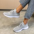 thumbnail image 5 of Ediodpoh Ladies Lightweight Flyweave Mesh Breathable Comfortable Solid Colour Lace up Flat Bottom Large Size Sneakers Sneakers for Women Grey 9.5, 5 of 9