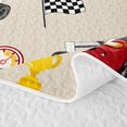 thumbnail image 5 of Meiyoeat Cartoon Race Car Pattern Quilt Full,Trophy Flag Print Full Bedspread Sets,Beige Multi Color, 5 of 7