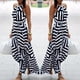 thumbnail image 2 of Vestido largo Vestido largo con cuello halter a rayas Estampado Mujer Sin mangas Ropa de verano, L Vogacara AP002201-03, 2 of 7
