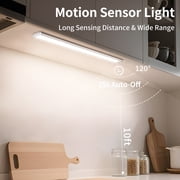 Under Cabinet Lighting, 54 LED Motion Sensor Light Indoor, 3 Color & Stepless Dimmable Closet Lights, Magnetic Under Counter Lights for Kitchen, Stairs, Hallway - 2 Pack