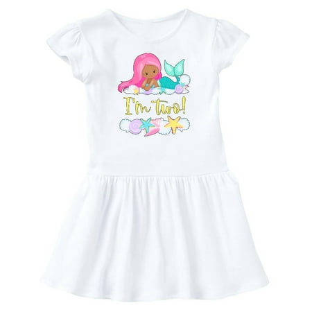 

Inktastic I m 2 Mermaid with Pink Hair and Shells Gift Baby Girl Dress
