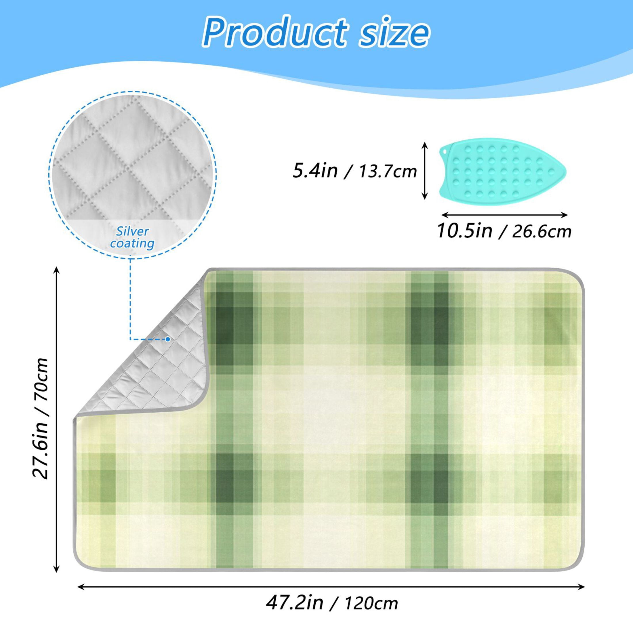 Yellow Green Fuzzy Grid Ironing Mat Blanket for Table Top Travel Portable Ironing Board Pad 47.2x27.6 Inch
