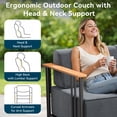 thumbnail image 3 of Unnifurnzi 3 Pieces Patio Furniture Set-High Back 3 Seater Outdoor Couch with Outdoor Ottoman Patio Couch Set for Deck Porch Poolside Balcony-Black/Dark Gray, 3 of 7
