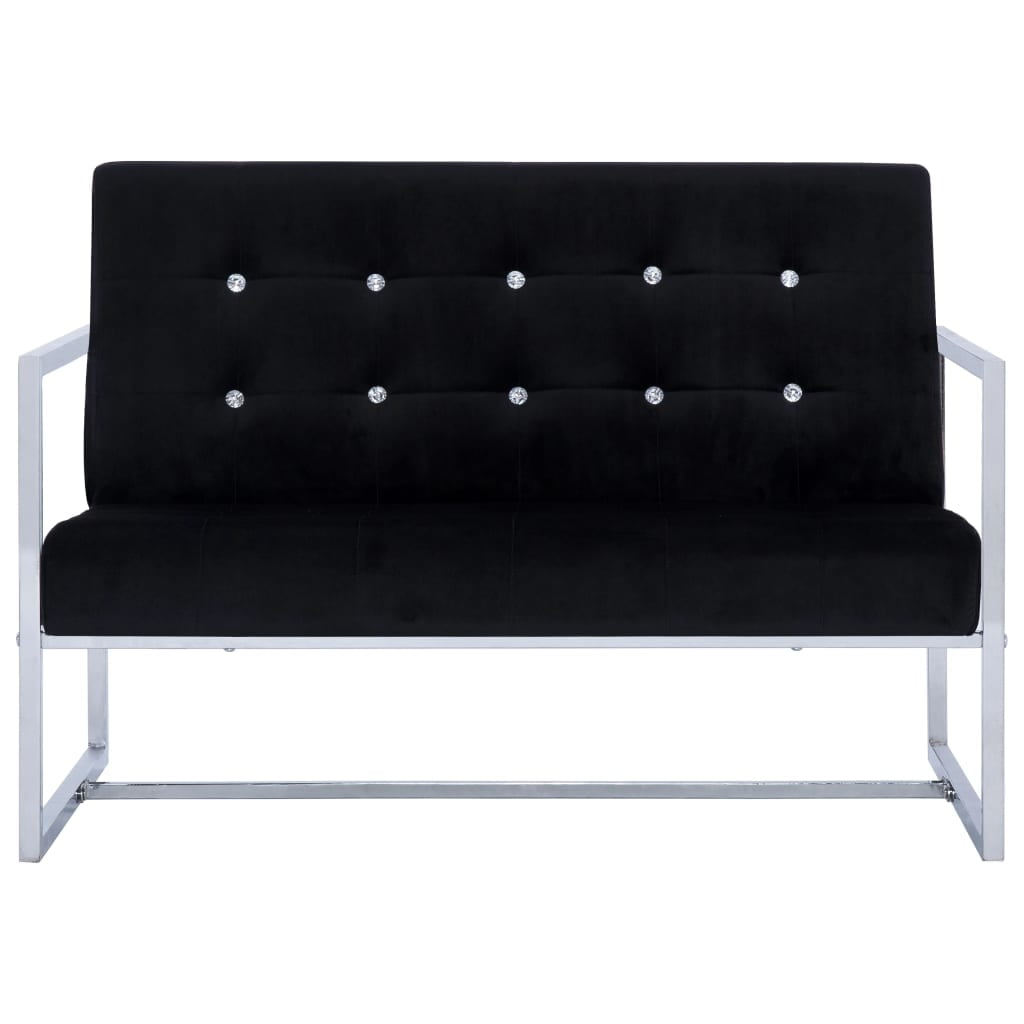 Myescustom 2Seater Sofa with Armrests Black Chrome and Velvet