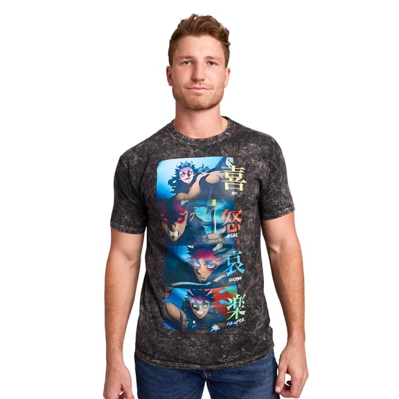 Demon Slayer Joy Sorrow Anger Pleasure Men's Black Crew Neck Short Sleeve T-shirt - XL