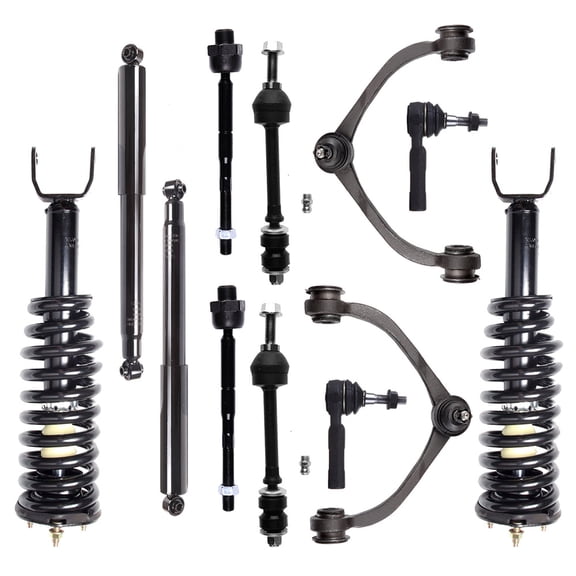 CCIYU Complete Suspension Kit Fits 05 06 07 08 09 for Dodge Dakota Includes Strut Spring Assembly, Rear Shock Absorber, Control Arm and Ball Joint Assembly, Stabilizer Bar Link, Tie Rod End