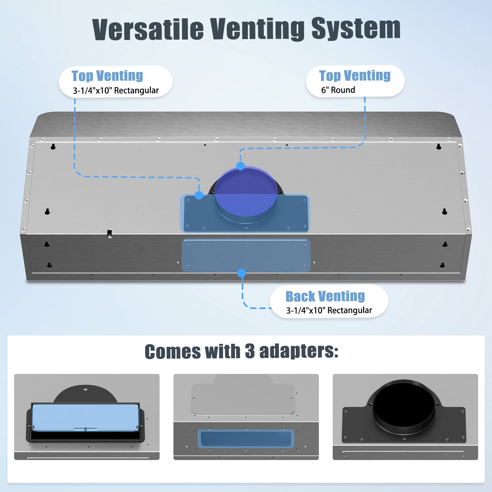 VIKIO 36 inch Under Cabinet Range Hood 900CFM, Ducted 3 Speed Exhaust Fan, Touch Panel, Stainless Steel