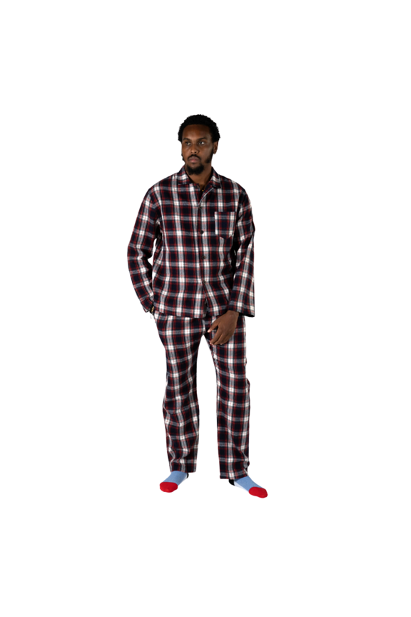 Men's Button Front Cotton Loungewear Set