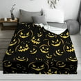 thumbnail image 6 of SDJMa Halloween Flannel Throw Blanket, Pumpkin Patterned Black Blanket, Soft Plush Halloween Decorative Bed Blanket for Couch Sofa Chair, All Seasons Lap Blanket for Adults, 51.1"x59.3", 6 of 6