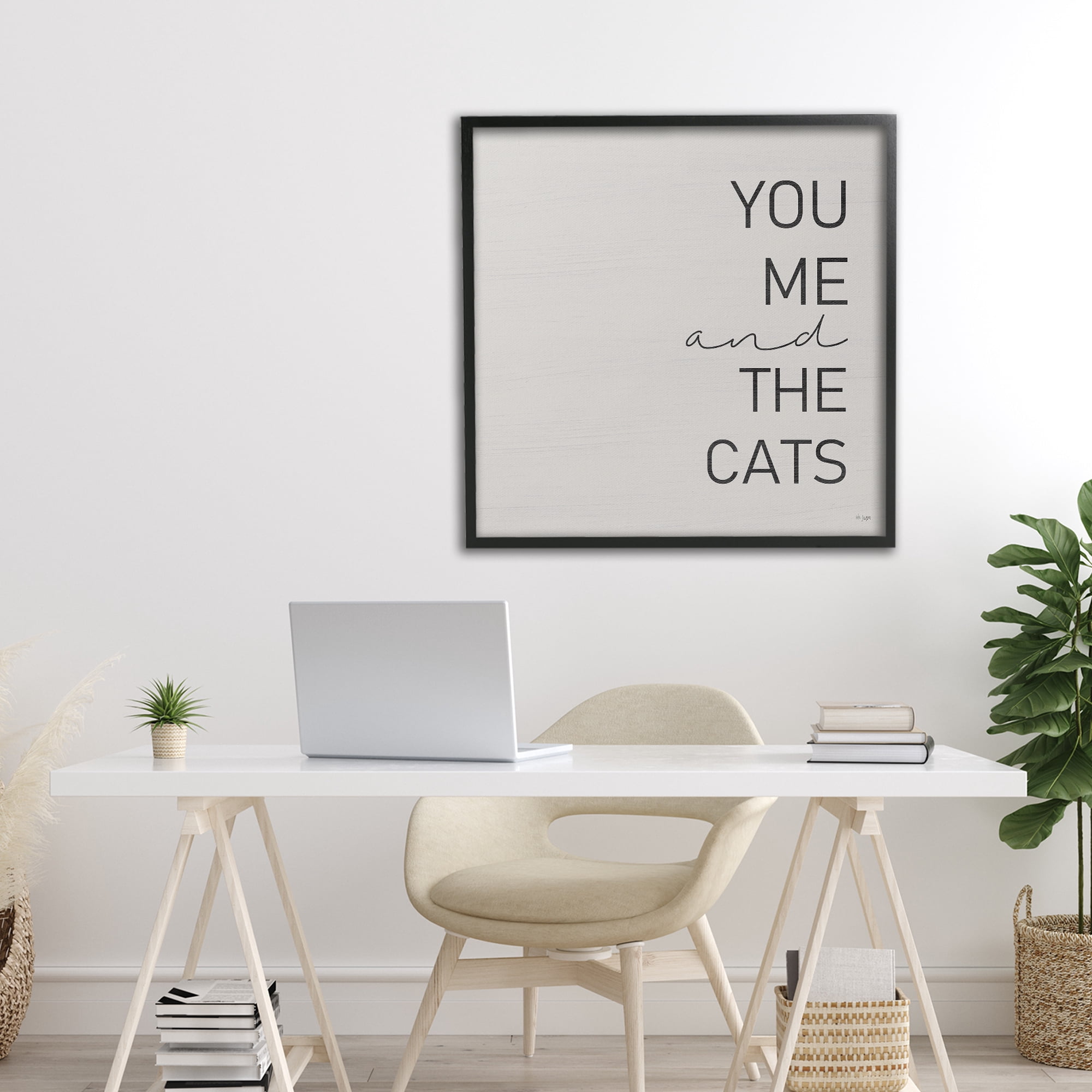 Stupell Industries Minimal You Me & Cats Black Framed Giclee Art, design by Jaxn Blvd.
