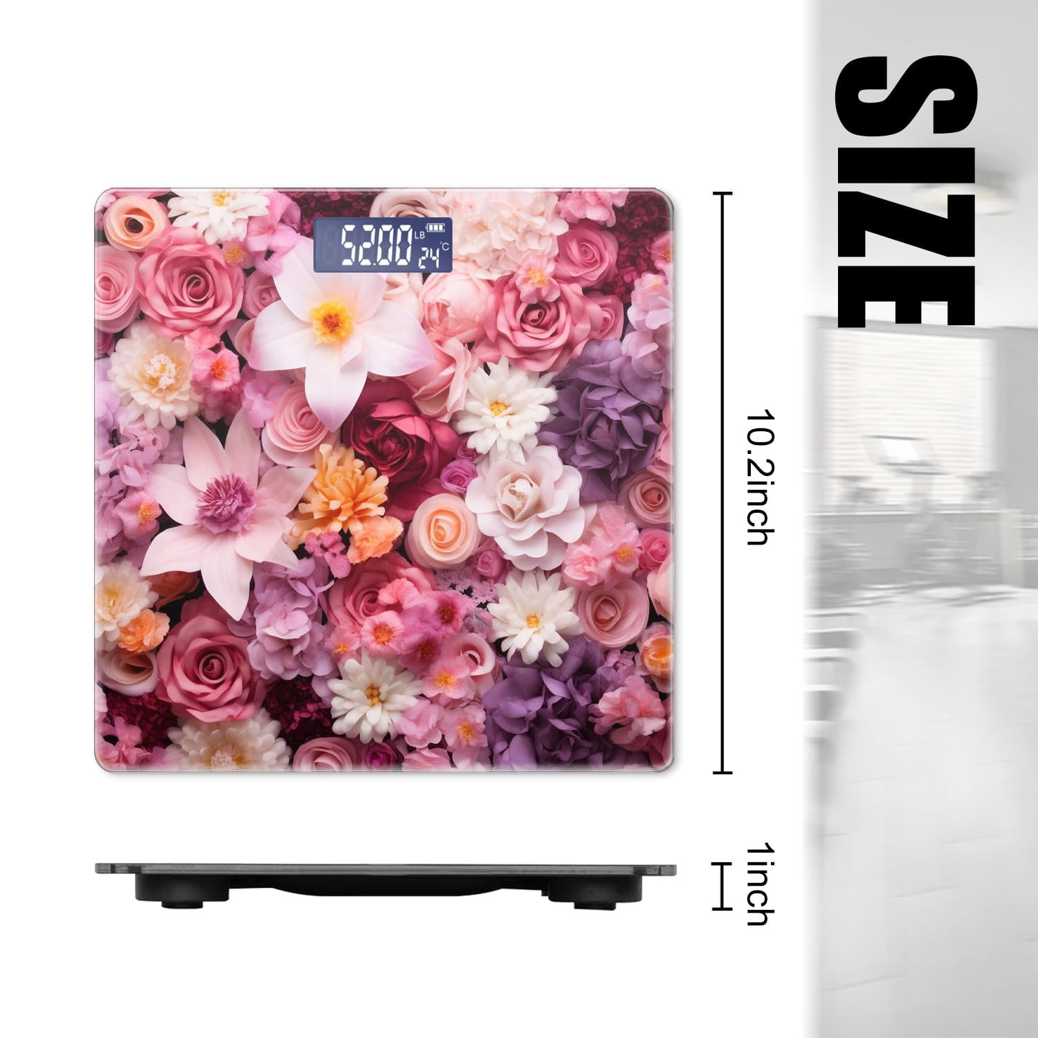Digital Weight Scale with Backlit Display Battery Operated Bathroom Scale Automatic Weighing Scale for Body Weight Capacity up to 400 lbs-Many Beautiful Colorful Flowers