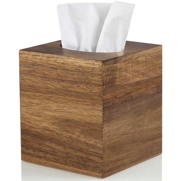 Funda de caja de pañuelos ALELION de madera de acacia para mesa de baño