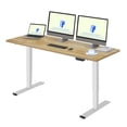 thumbnail image 3 of FLEXISPOT E6 63"x24" Dual Motors 3-Stage Standing Desk Solid Wood Home Office Height Adjustable Desk with Wheels, Solid Rubber Wood Desktop and White Frame, 3 of 10