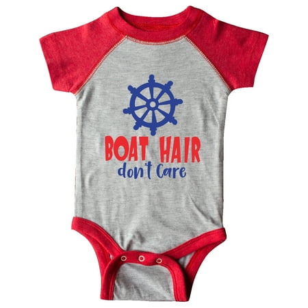 

Inktastic Boat Hair Don t Care Steering Wheel - Red Blue Gift Baby Boy or Baby Girl Bodysuit