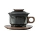 thumbnail image 3 of Tazas de con té de té de vidrio de vidrio de vidrio separación de agua de té taza de café juego para el regalo de inauguración de la casa de negro y nogal, 3 of 8