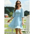 thumbnail image 6 of I2CRAZY Plus Size Mini Dress Square Neck A Line Casual Dress-2XL,Light Blue, 6 of 6