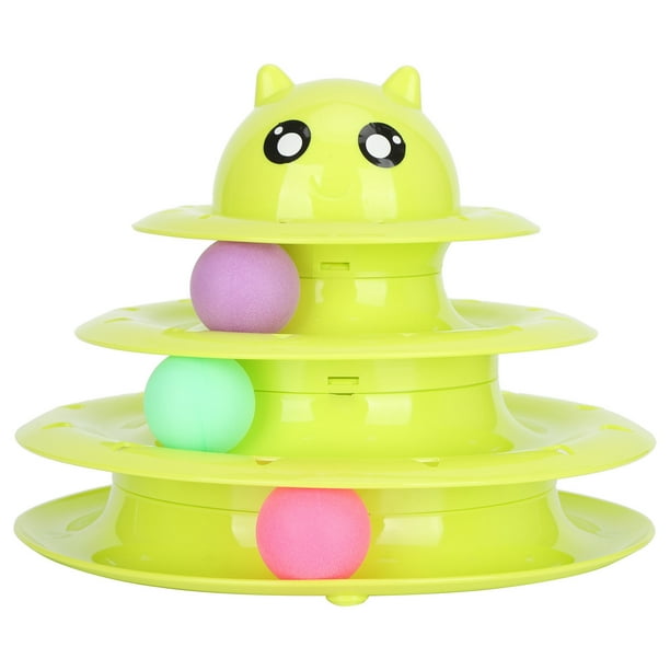 Pistas para gatos con bolas, torre de 3 niveles para gatos, pista giratoria para mascotas, pistas a nivel de gato probadas y confiables Jadeshay A