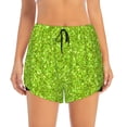 thumbnail image 2 of Gukieu Lime green glitter Print Women's Sports Shorts with Drawstring Elastic Waistband for Running, Yoga, Fitness-Small, 2 of 7