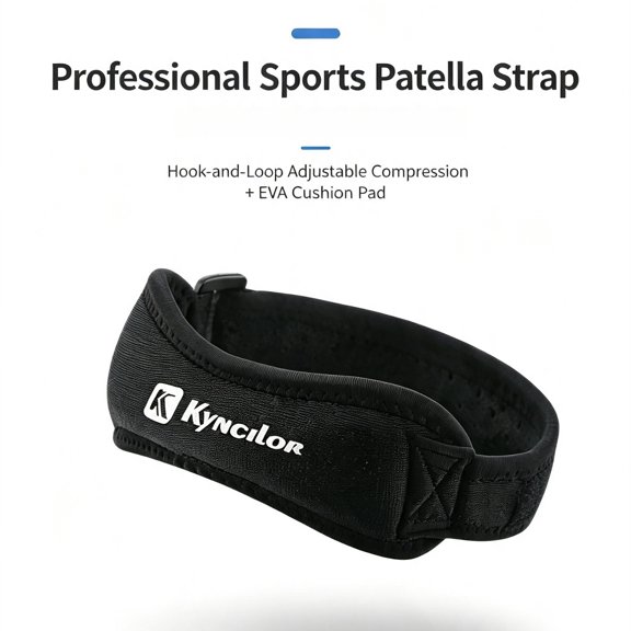 Patellar Tendon Support Strap Adjustable EVA Cushion Knee Strap for Running Hiking Cycling 1Pair Black