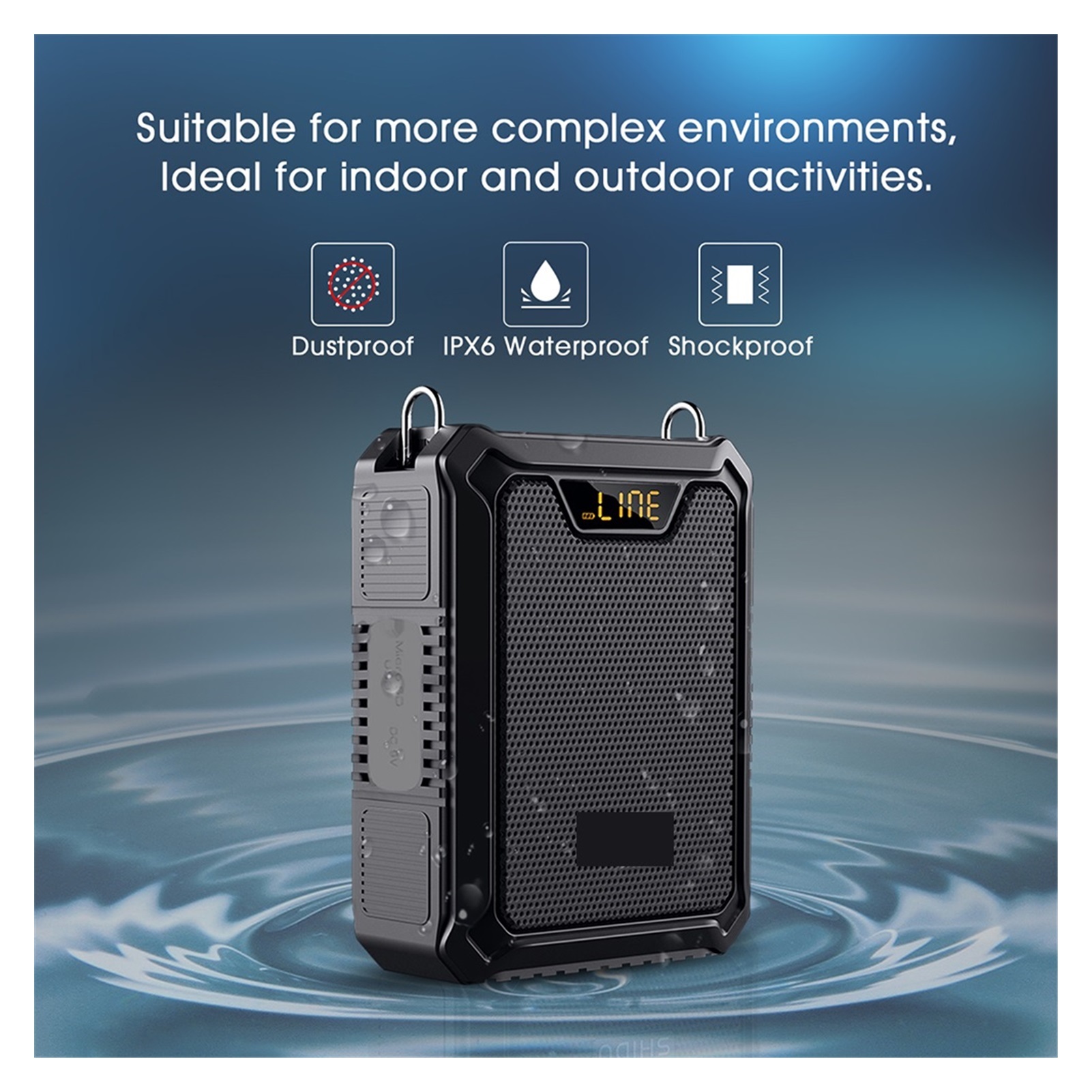 Portable Voice Amplifier IPX6 Waterproof Bluetooth Speaker Power Bank Wireless Mic Loudspeaker For Teach Speech M1000 ,Easy to Operate