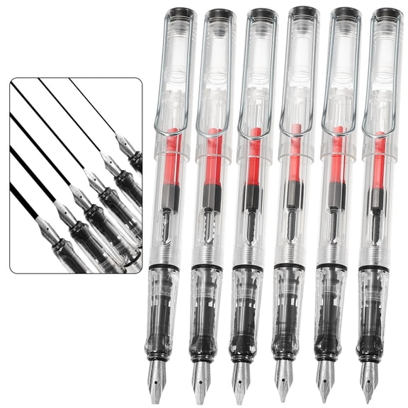 1Set Fountain Pen Medium Nib, Fountain Pen Barrel Handcrafted Pen for Professional Office Journaling Gifts, Transparent