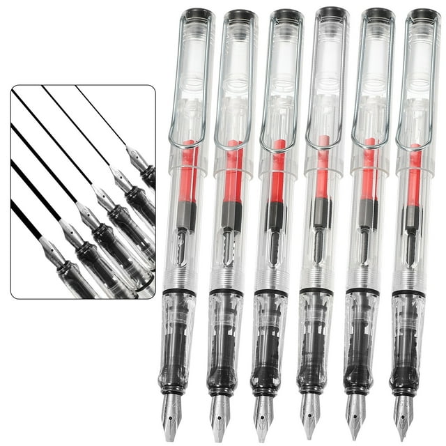 1Set Fountain Pen Medium Nib, Fountain Pen Barrel Handcrafted Pen for Professional Office Journaling Gifts, Transparent