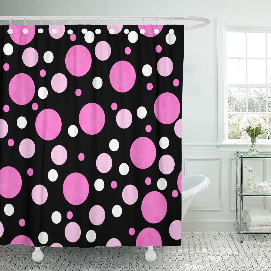 PKNMT Pattern Pink White and Black Polka Dot That is Polyester Shower