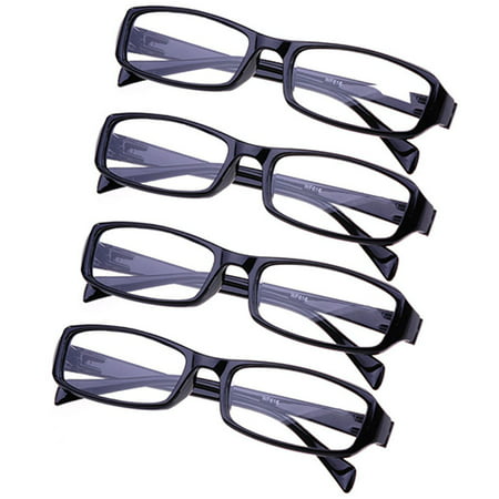 4 Pack Reading Glasses Black Readers For Men & Women Stylish Clear